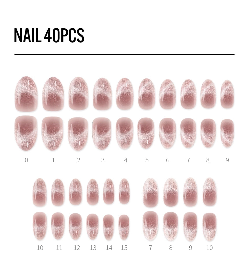 Champagne Blush(シャンパンブラッシュ) - フィンガースーツネイルチップのサイズガイド(40枚入り16サイズ)