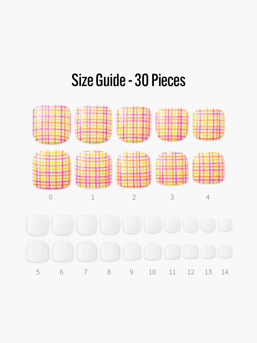 Lunch Date(ランチデート) - フィンガースーツネイルチップのサイズガイド(40枚入り、16サイズ)