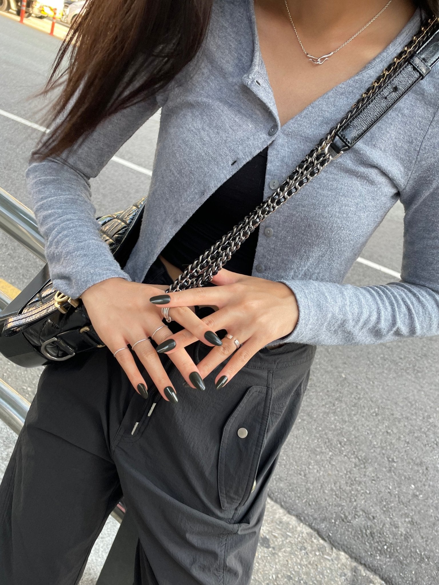 【クリスタル着用】Deep Khaki(ディープカーキ) - FINGER SUIT(フィンガースーツ)ネイルチップ