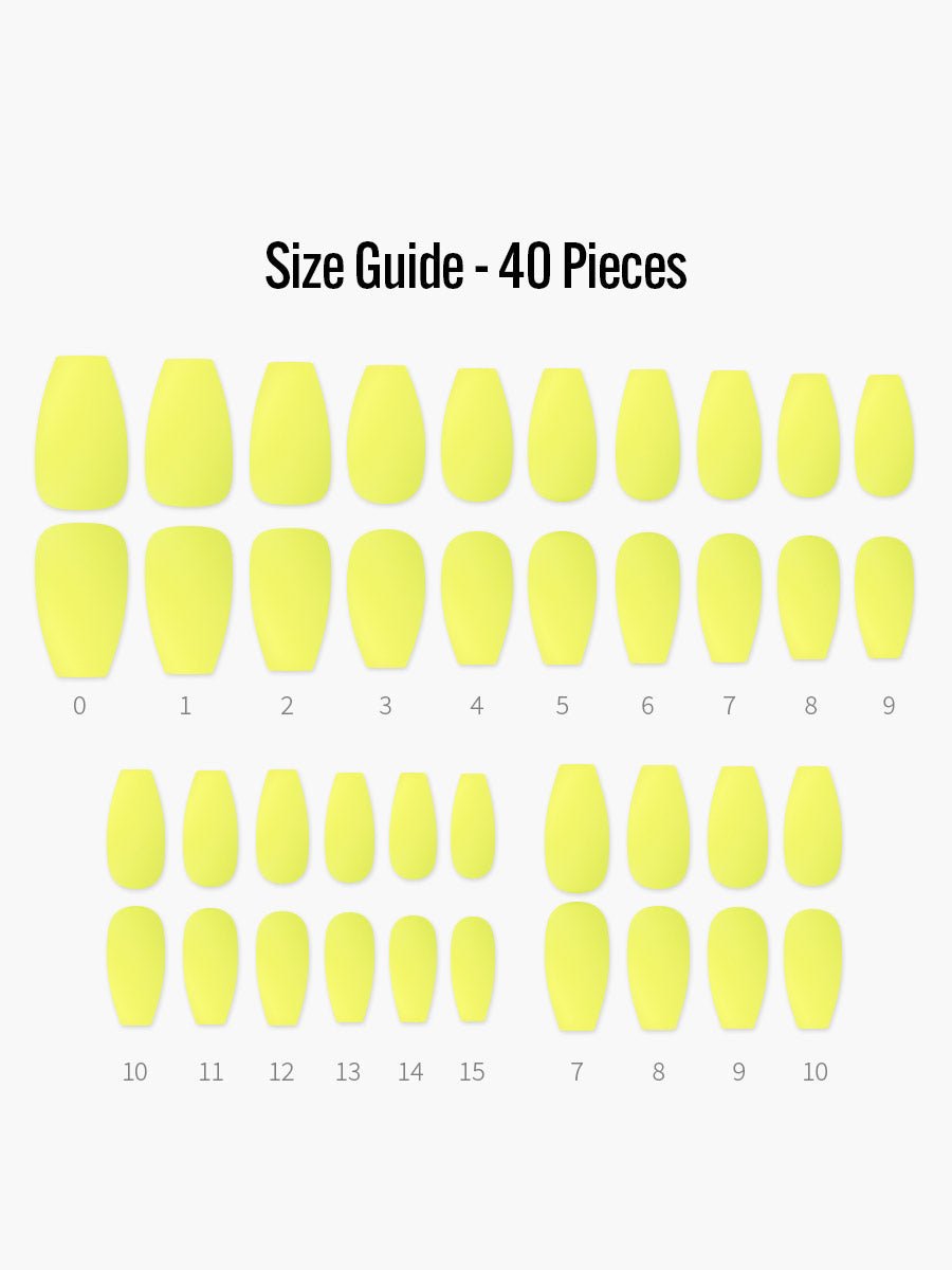 Sunkissed(サンキスト) - フィンガースーツネイルチップのサイズガイド(40枚入り、16サイズ)