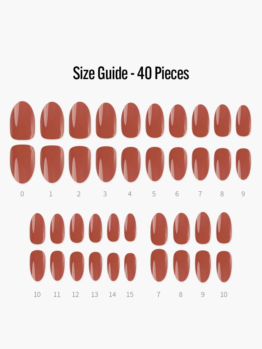 Fall Breeze(フォールブリーズ) - フィンガースーツネイルチップのサイズガイド(40枚入り、16サイズ)
