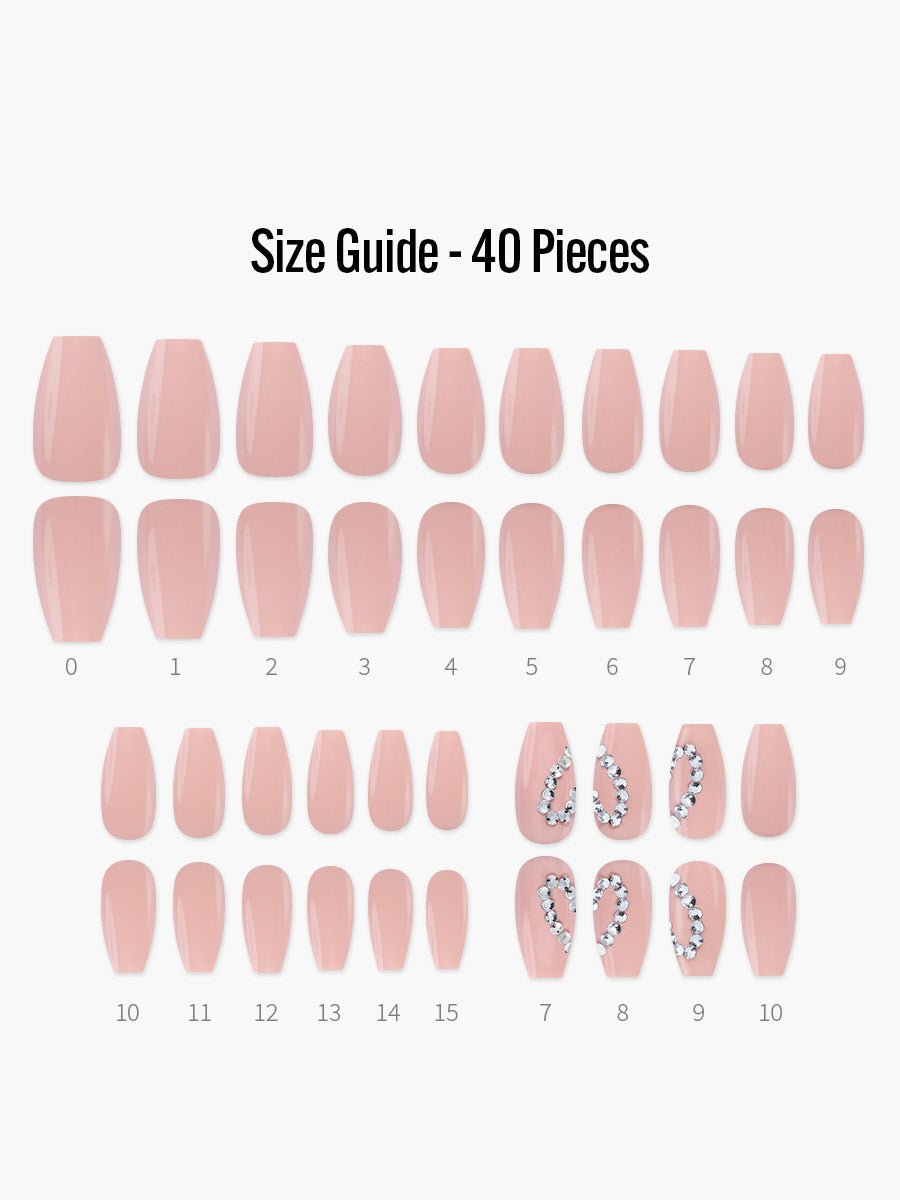 Love Me(ラブミー) - フィンガースーツネイルチップのサイズガイド(40枚入り、16サイズ)