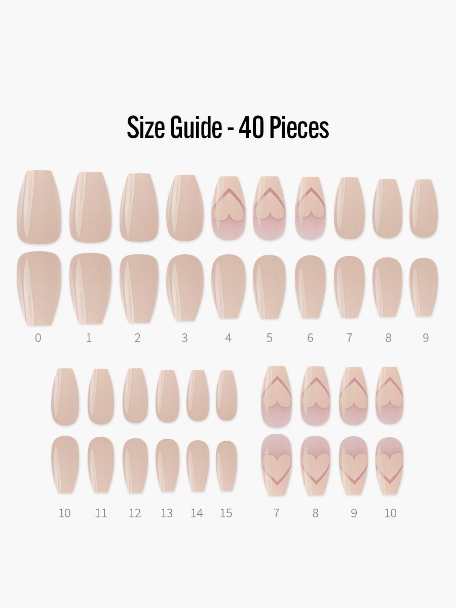 Darling(ダーリン) - フィンガースーツネイルチップのサイズガイド(40枚入り、16サイズ)