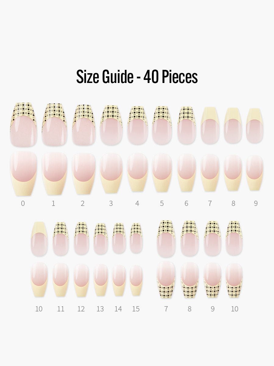 Honey Bee(ハニービー) - フィンガースーツネイルチップのサイズガイド(40枚入り、16サイズ)
