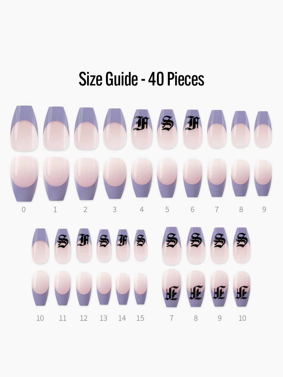 Sina(シナ) - フィンガースーツネイルチップのサイズガイド(40枚入り、16サイズ)