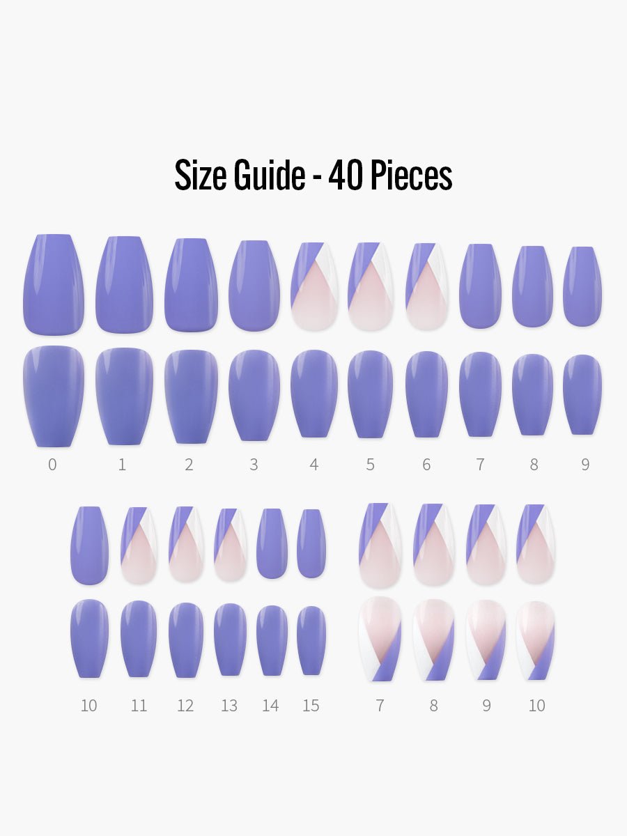 Acai(アサイー) - フィンガースーツネイルチップのサイズガイド(40枚入り、16サイズ)