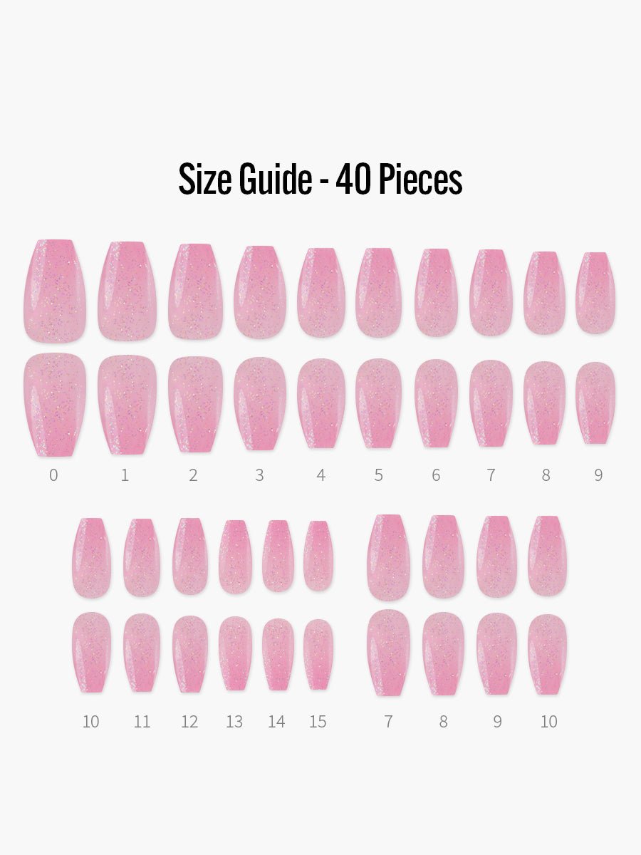 【HA:TFELT 着用】Cheerleader(チアリーダー) - フィンガースーツネイルチップのサイズガイド(40枚入り、16サイズ)