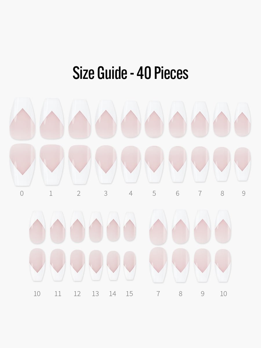 【Kep1er 着用】White Space(ホワイトスぺース) - フィンガースーツネイルチップのサイズガイド(40枚入り、16サイズ)