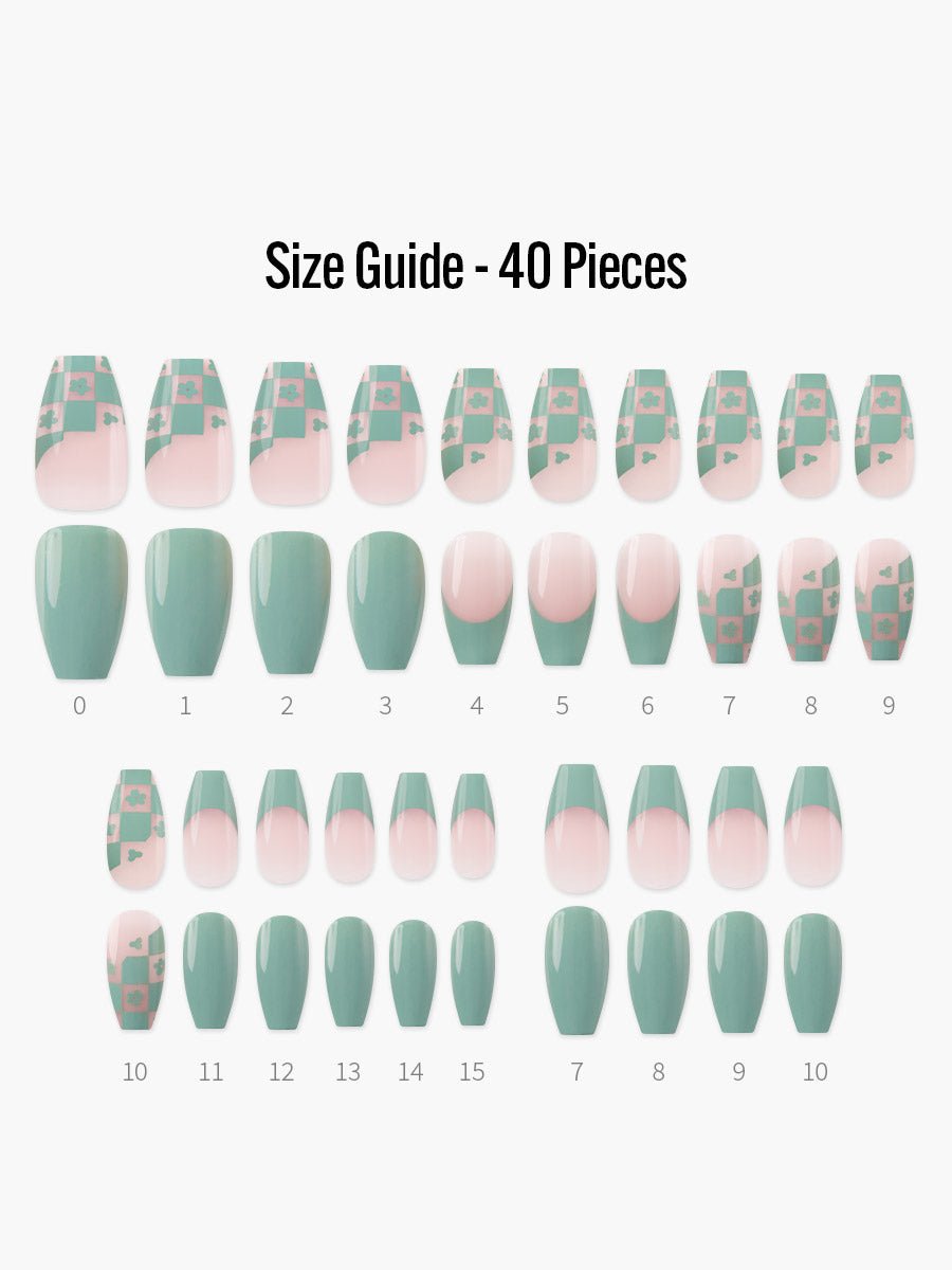 Sage(セージ) - フィンガースーツネイルチップのサイズガイド(40枚入り、16サイズ)