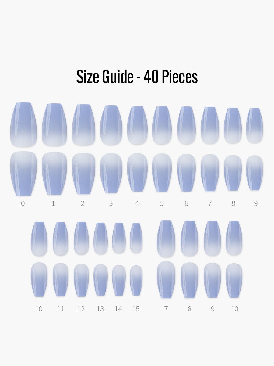 【Honey J 着用】Cream Soda(クリームソーダ) - フィンガースーツネイルチップのサイズガイド(40枚入り、16サイズ)
