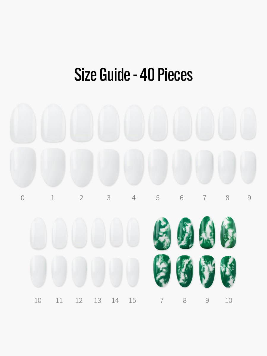 Painted(ペインティド) - フィンガースーツネイルチップのサイズガイド(40枚入り、16サイズ)