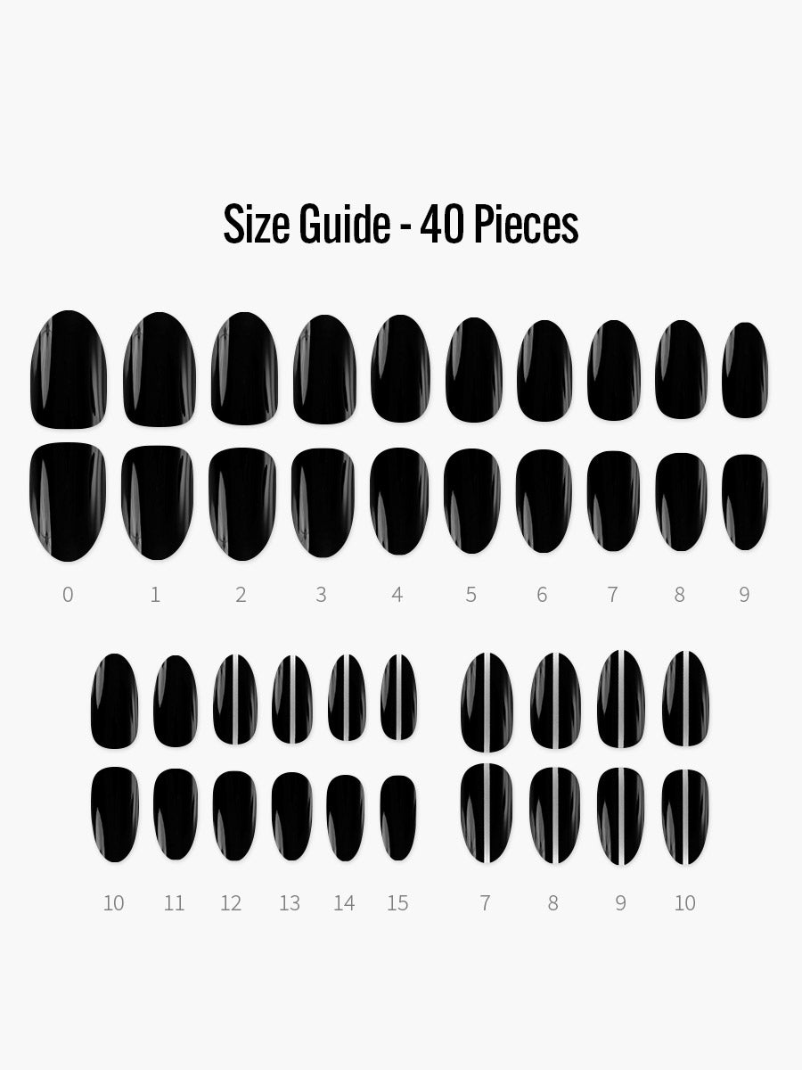 See Through(シースルー) - フィンガースーツネイルチップのサイズガイド(40枚入り、16サイズ)