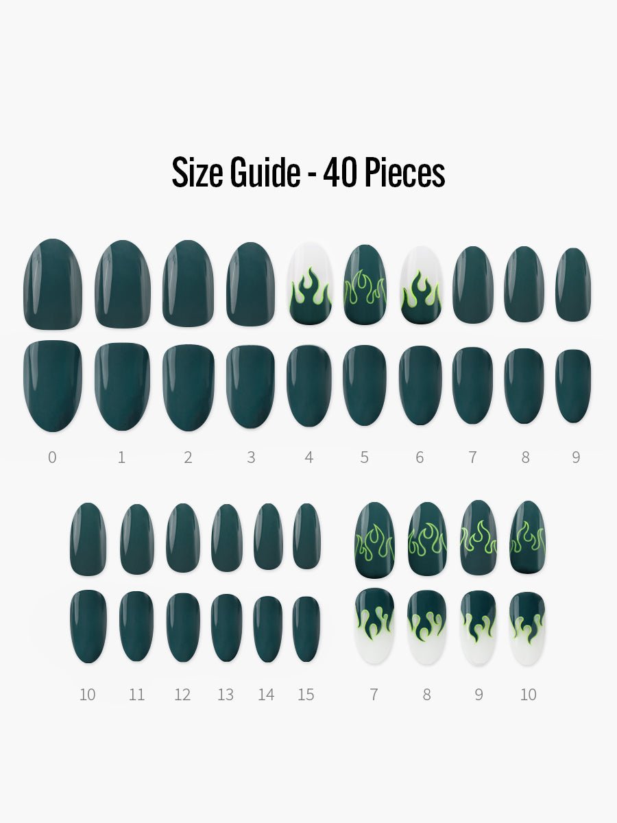 【Kep1er 着用】Spicy Power(スパイシーパワー) - フィンガースーツネイルチップのサイズガイド(40枚入り、16サイズ)