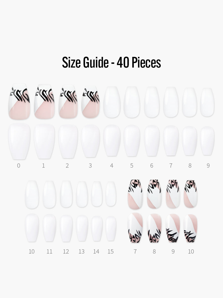Pen Pal(ペンパル) - フィンガースーツネイルチップのサイズガイド(40枚入り、16サイズ)