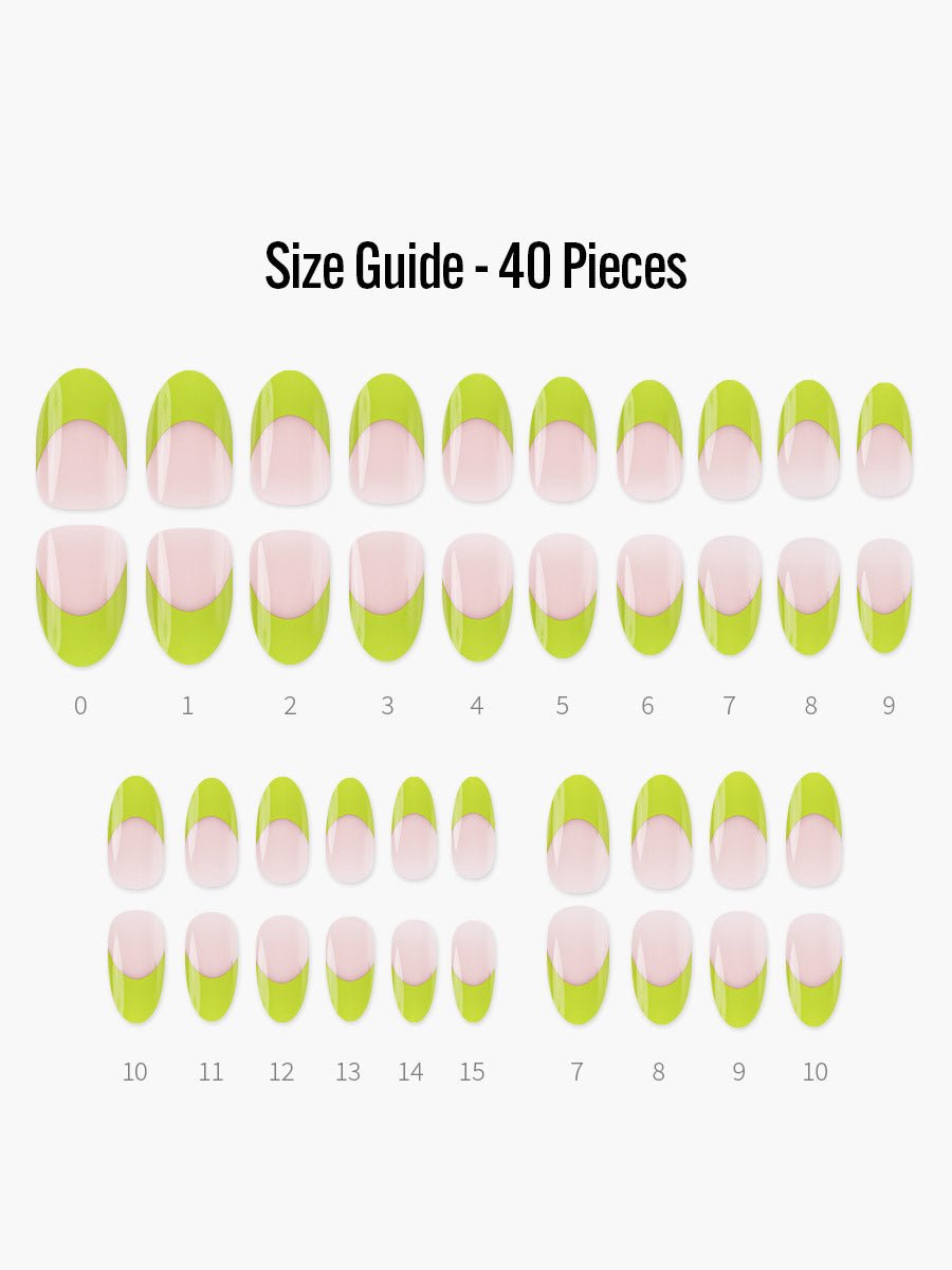 Inner Peace(インナーピース) - フィンガースーツネイルチップのサイズガイド(40枚入り、16サイズ)