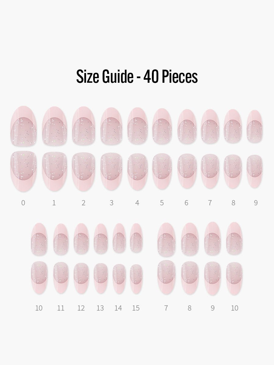 Cotton French(コットンフレンチ) - フィンガースーツネイルチップのサイズガイド(40枚入り、16サイズ)