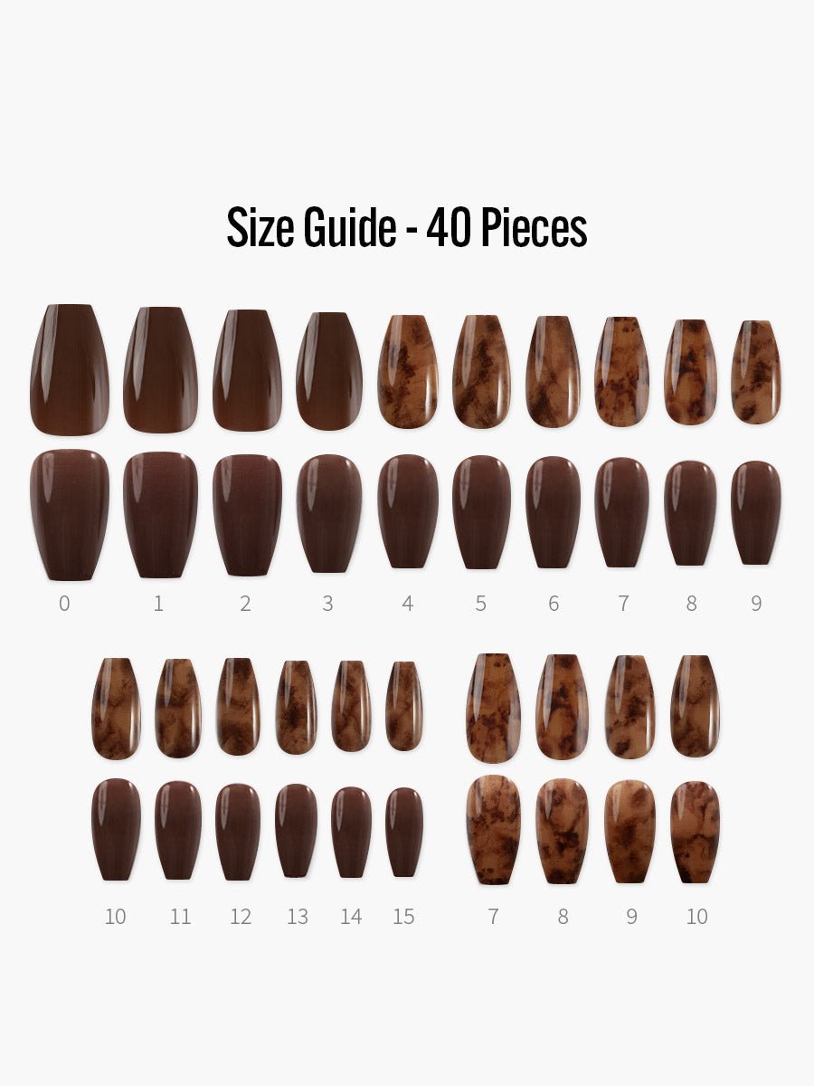 Espresso(エスプレッソ) - フィンガースーツネイルチップのサイズガイド(40枚入り、16サイズ)