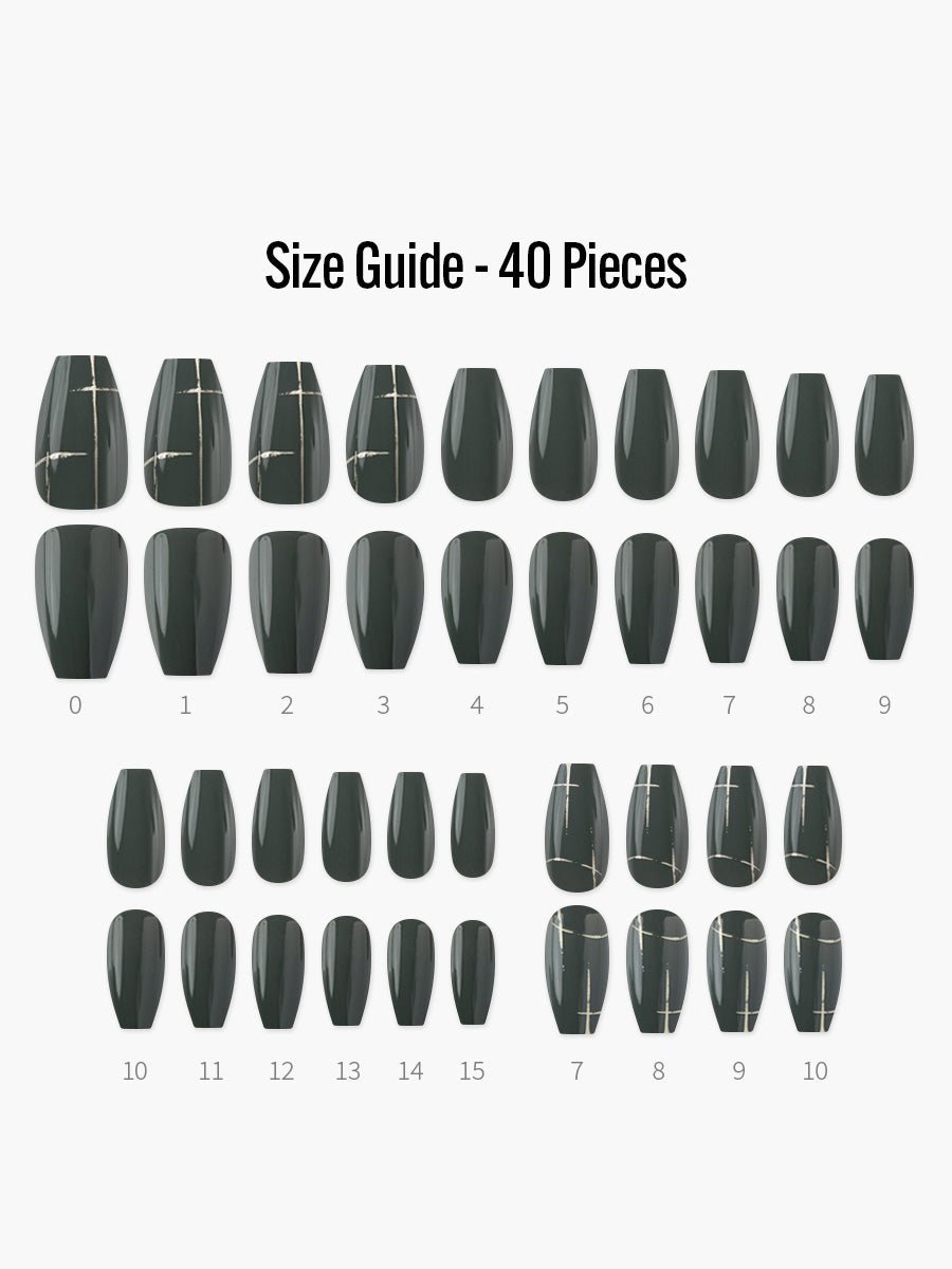 Bella(ベラ) - フィンガースーツネイルチップのサイズガイド(40枚入り、16サイズ)