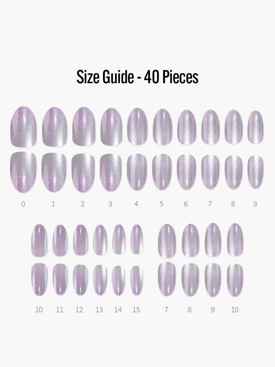 【OH MY GIRL ユア着用】Indigo Flow(インディゴフロー) - フィンガースーツネイルチップのサイズガイド(40枚入り、16サイズ)