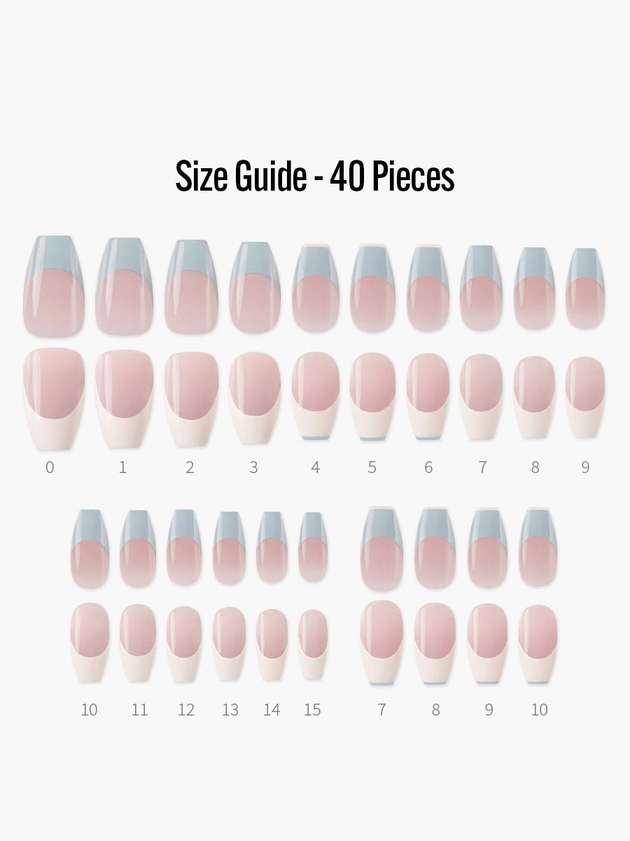 Overall(オーバーオール) - フィンガースーツネイルチップのサイズガイド(40枚入り、16サイズ)