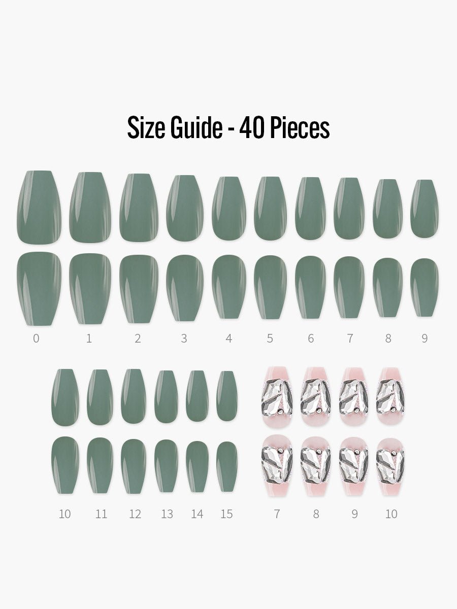 Grove(グローブ) - フィンガースーツネイルチップのサイズガイド(40枚入り、16サイズ)
