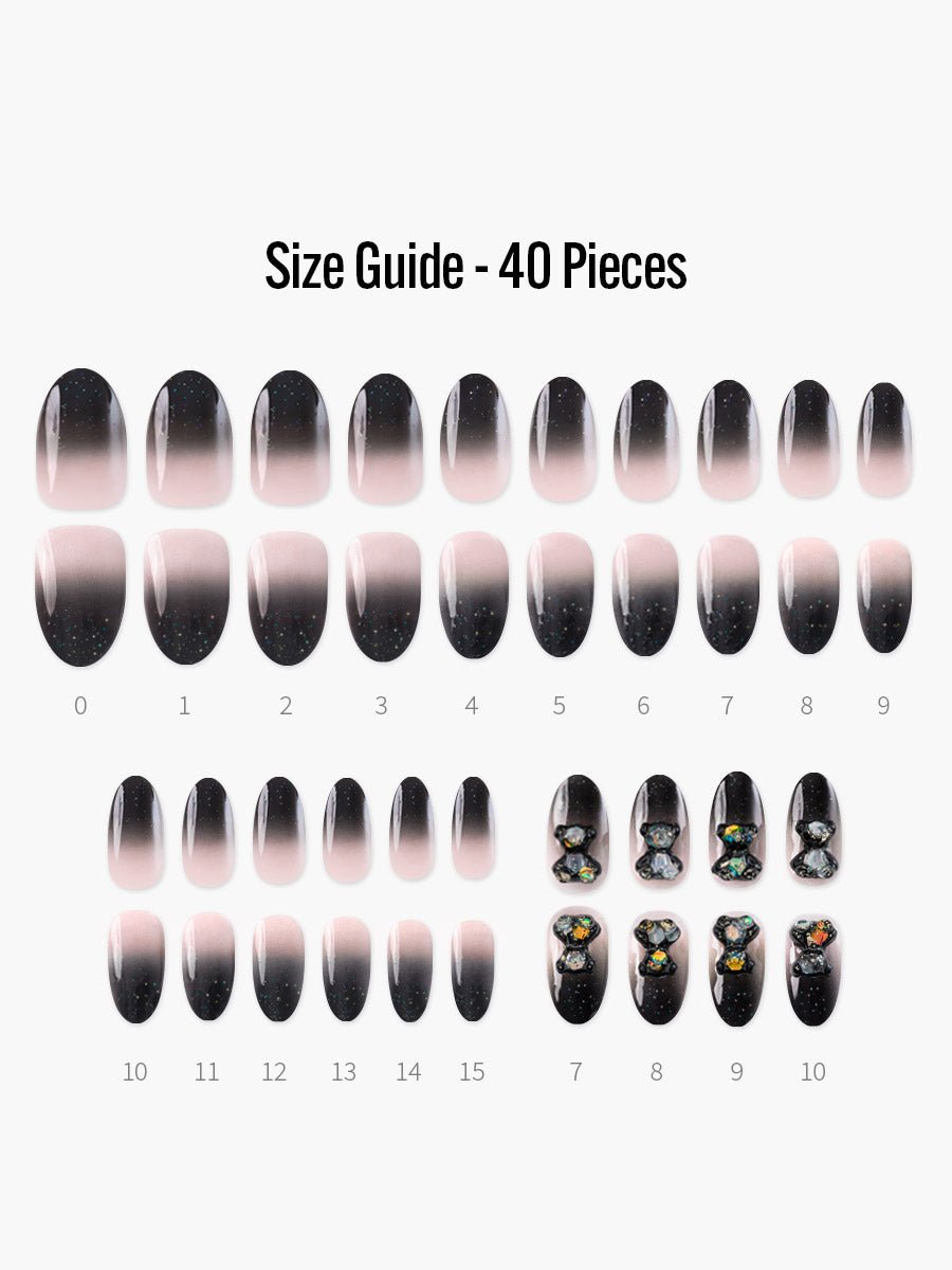 【Red Velvet イェリ着用】Teddie(テディ) - フィンガースーツネイルチップのサイズガイド(40枚入り、16サイズ)