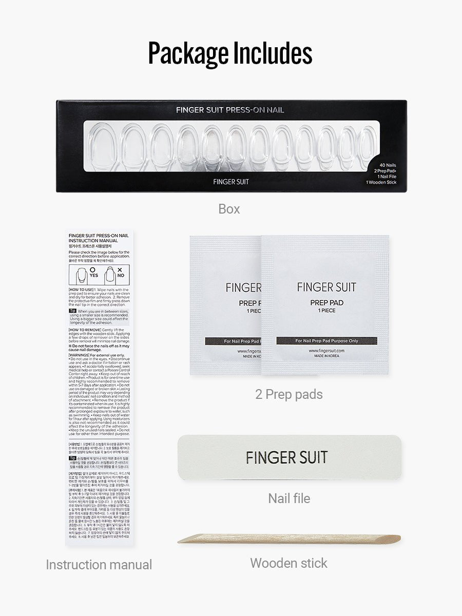 Purple Clay(パープルクレー) - フィンガースーツネイルチップのサイズガイド(40枚入り、16サイズ)