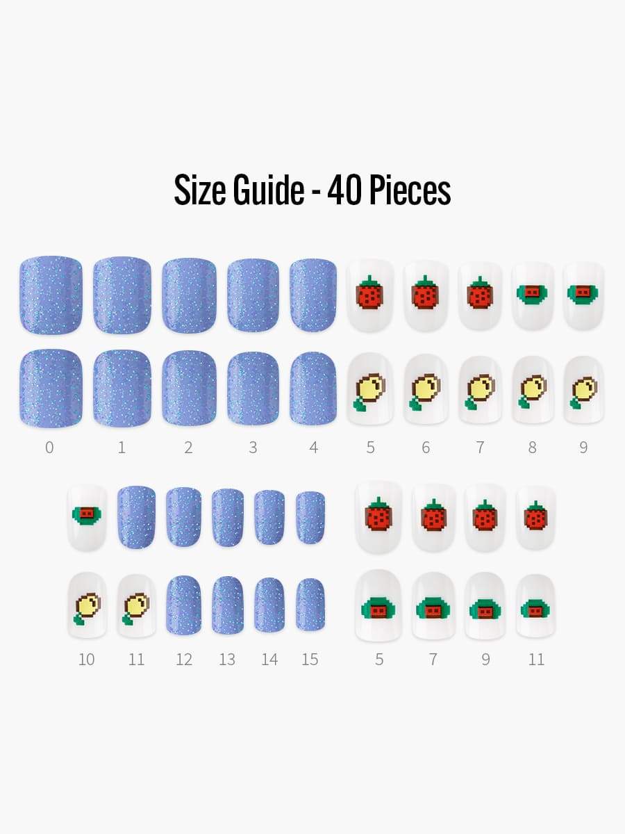 Arcade(アーケード) - フィンガースーツネイルチップのサイズガイド(40枚入り、16サイズ)