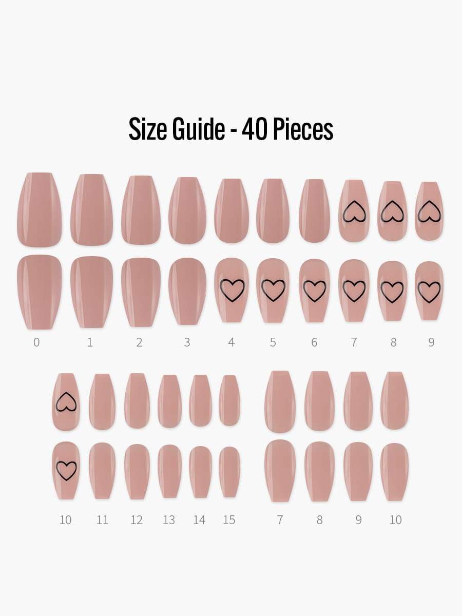 【ITZY リュジン着用】Bae(ベイ) - フィンガースーツネイルチップのサイズガイド(40枚入り、16サイズ)