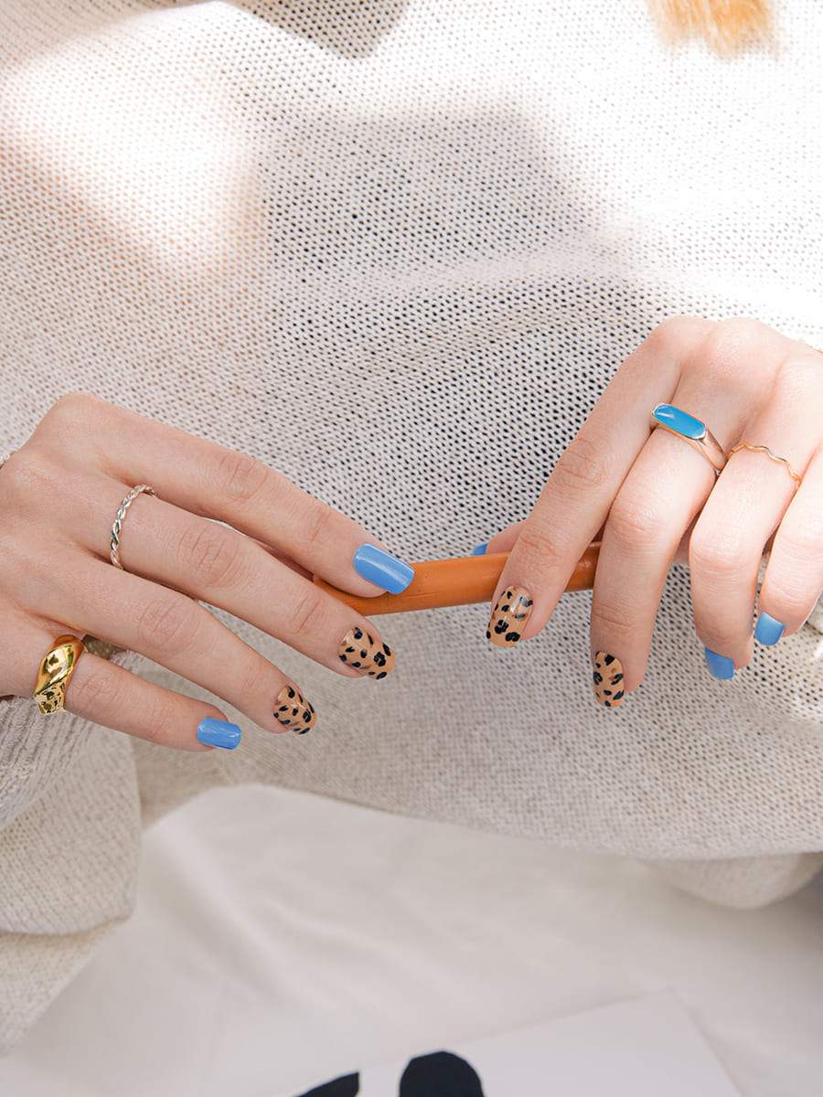 【Kep1er 着用】Blue Leopard(ブルーレオパード) - FINGER SUIT(フィンガースーツ)ネイルチップ