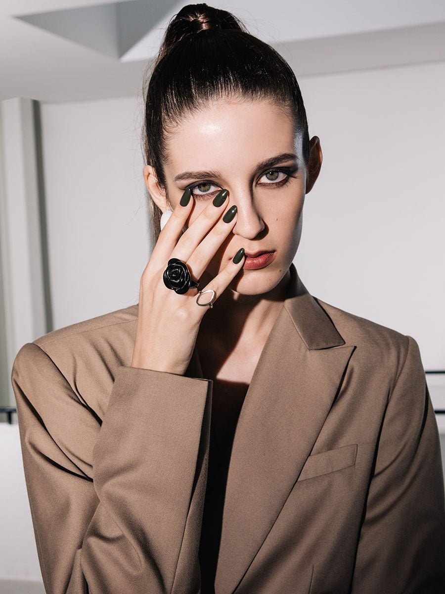 【クリスタル着用】Deep Khaki(ディープカーキ) - FINGER SUIT(フィンガースーツ)ネイルチップ