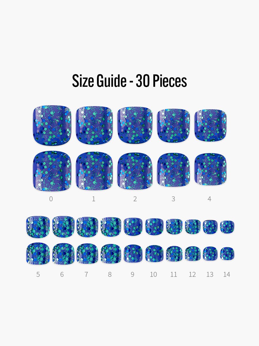 Baby Mermaid(ベイビーマーメイド) - フィンガースーツネイルチップのサイズガイド(40枚入り、16サイズ)