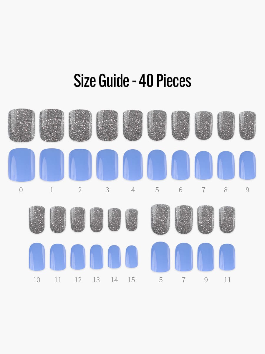 【NMIXX ジウ着用】Flash(フラッシュ) - フィンガースーツネイルチップのサイズガイド(40枚入り、16サイズ)