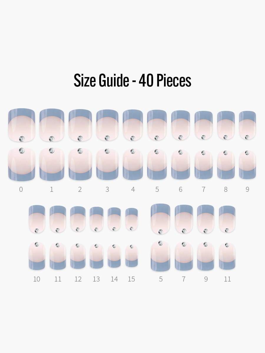 Greyhound(グレーハウンド) - フィンガースーツネイルチップのサイズガイド(40枚入り、16サイズ)