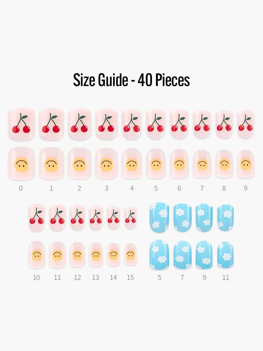 Happiness(ハピネス) - フィンガースーツネイルチップのサイズガイド(40枚入り、16サイズ)
