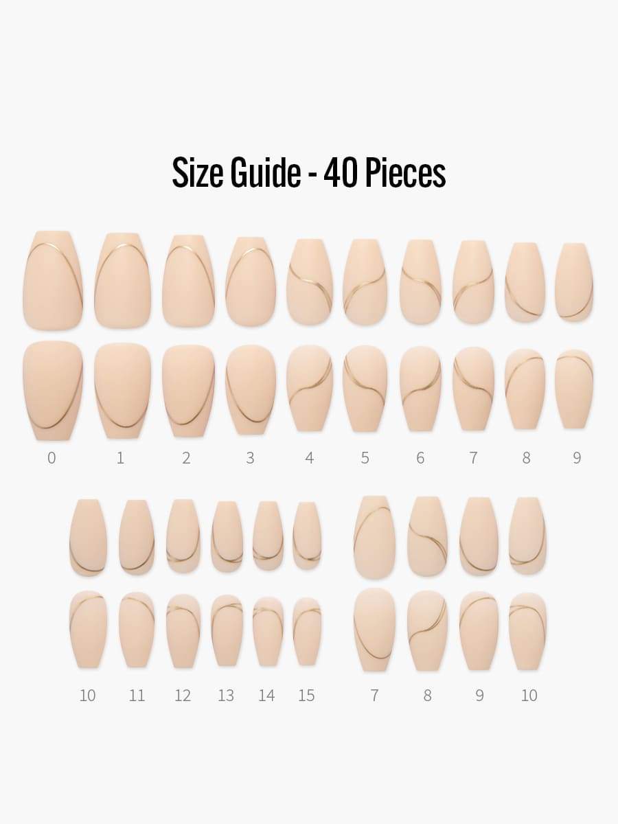 Low-Key(ローキー) - フィンガースーツネイルチップのサイズガイド(40枚入り、16サイズ)