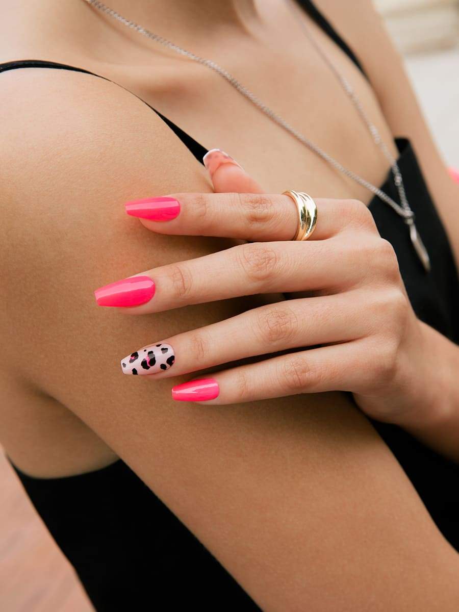 【Kep1er 着用】Pink Leopard(ピンクレオパード) - FINGER SUIT(フィンガースーツ)ネイルチップ