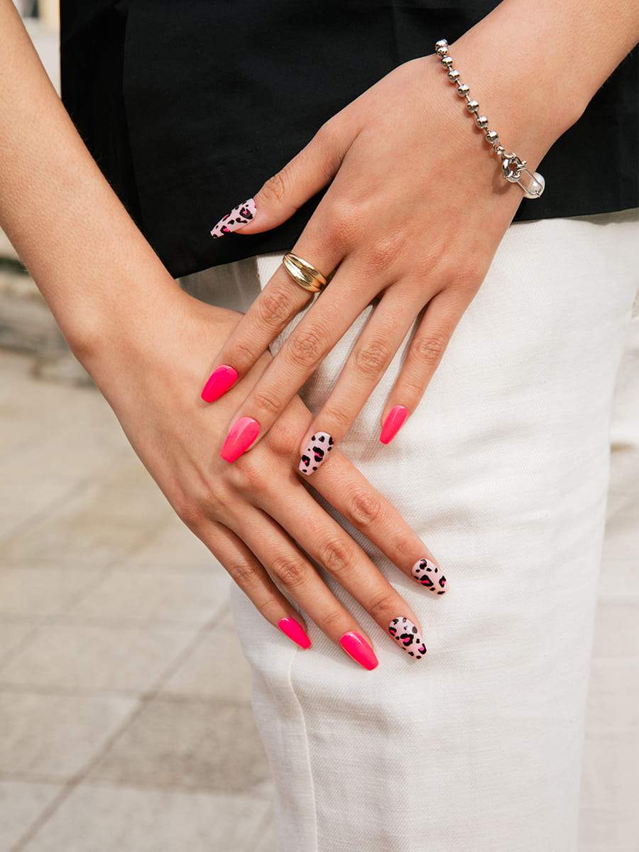 【Kep1er 着用】Pink Leopard(ピンクレオパード) - FINGER SUIT(フィンガースーツ)ネイルチップ