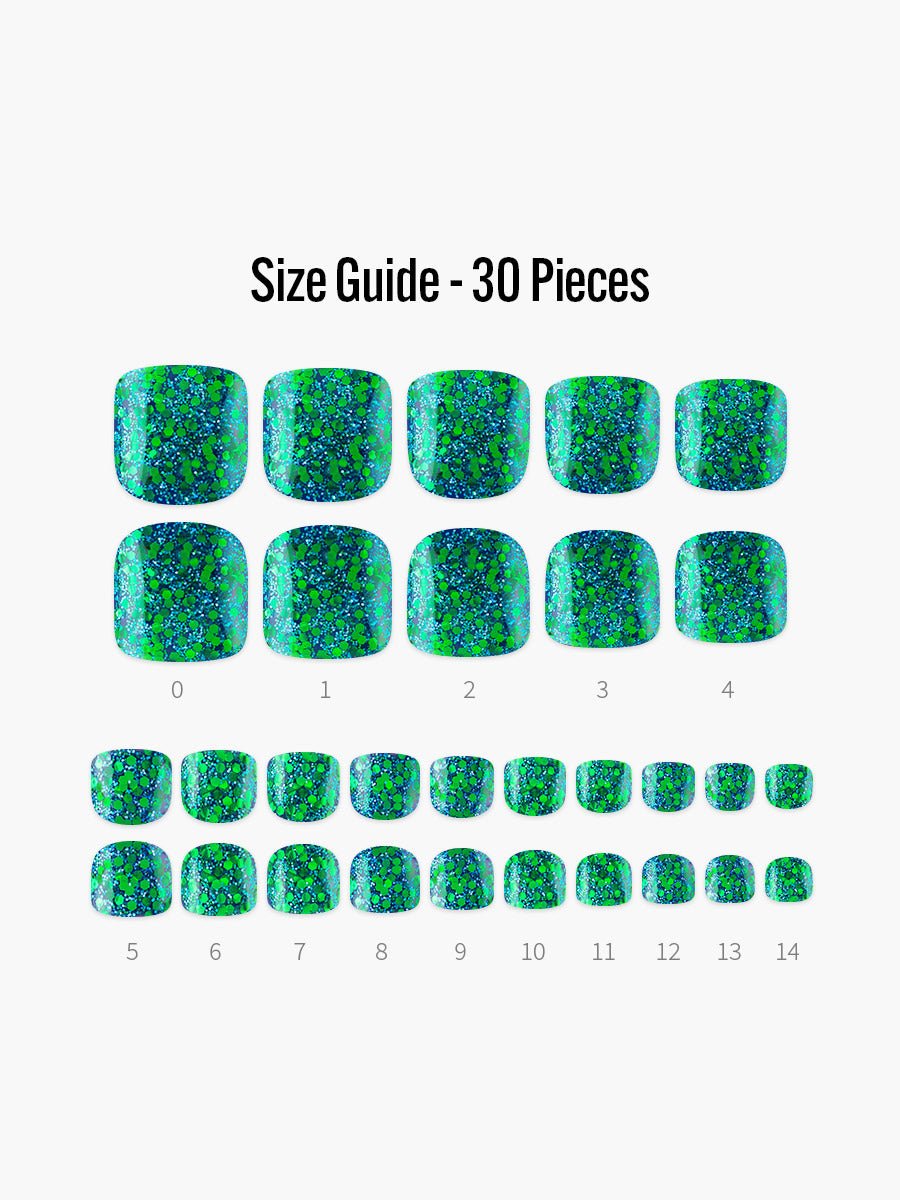 Blue Zest(ブルーゼスト) - フィンガースーツネイルチップのサイズガイド(40枚入り、16サイズ)