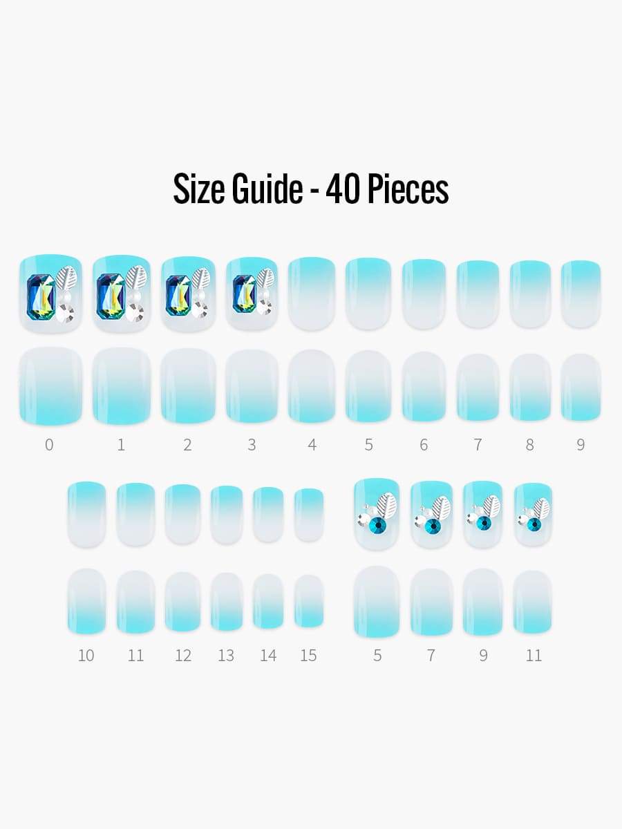 Aqua(アクア) - フィンガースーツネイルチップのサイズガイド(40枚入り、16サイズ)