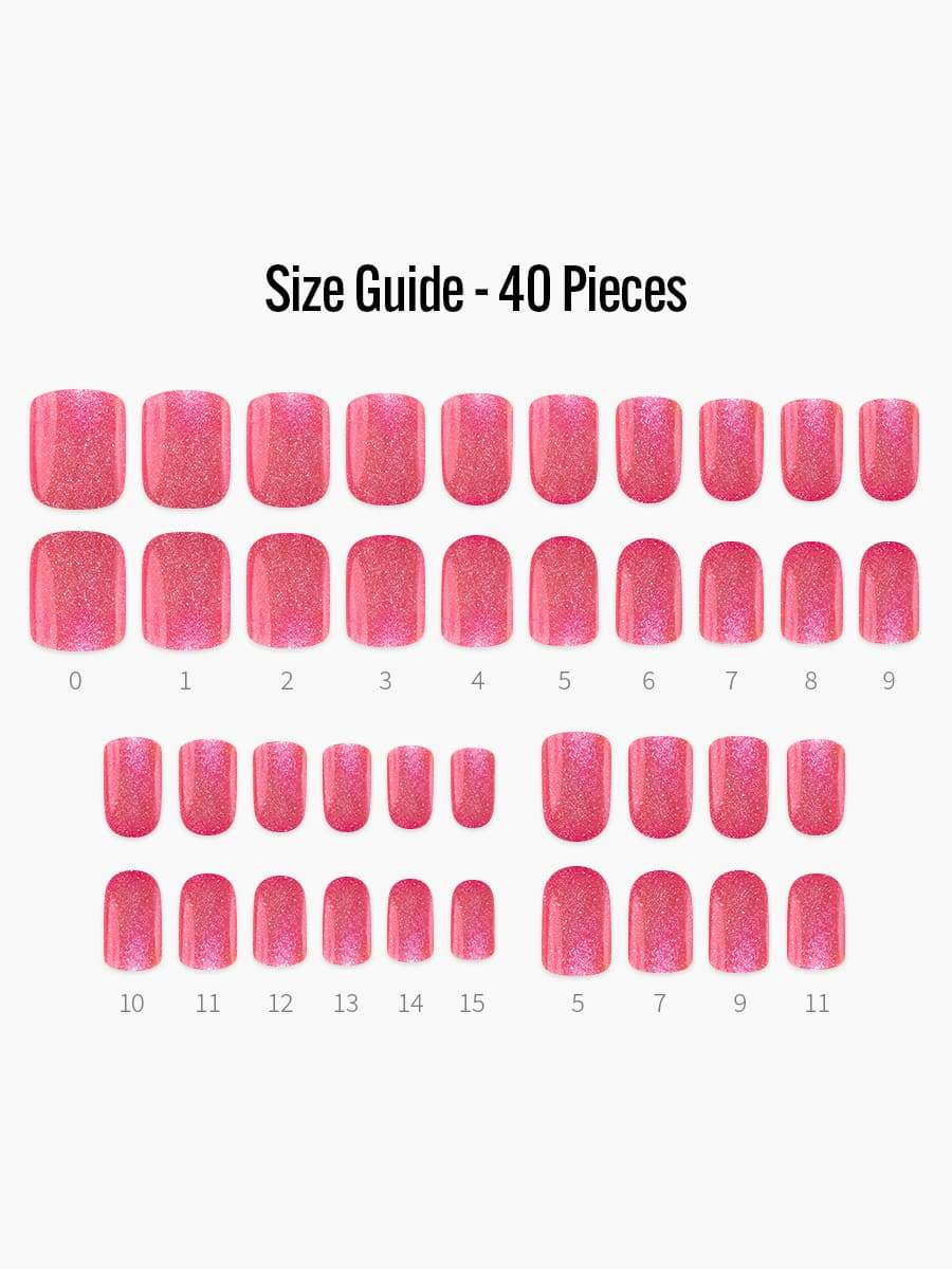 Pink Lollipop(ピンクロリポップ) - フィンガースーツネイルチップのサイズガイド(40枚入り、16サイズ)